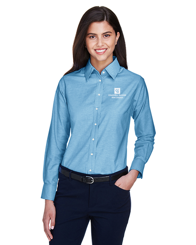 Harriton Ladies' Long-Sleeve Oxford with Stain-Release - CB